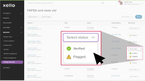 The FAFSA and state aid report. Cursor is going to change the "Reviewed" status to Verified or Flagged